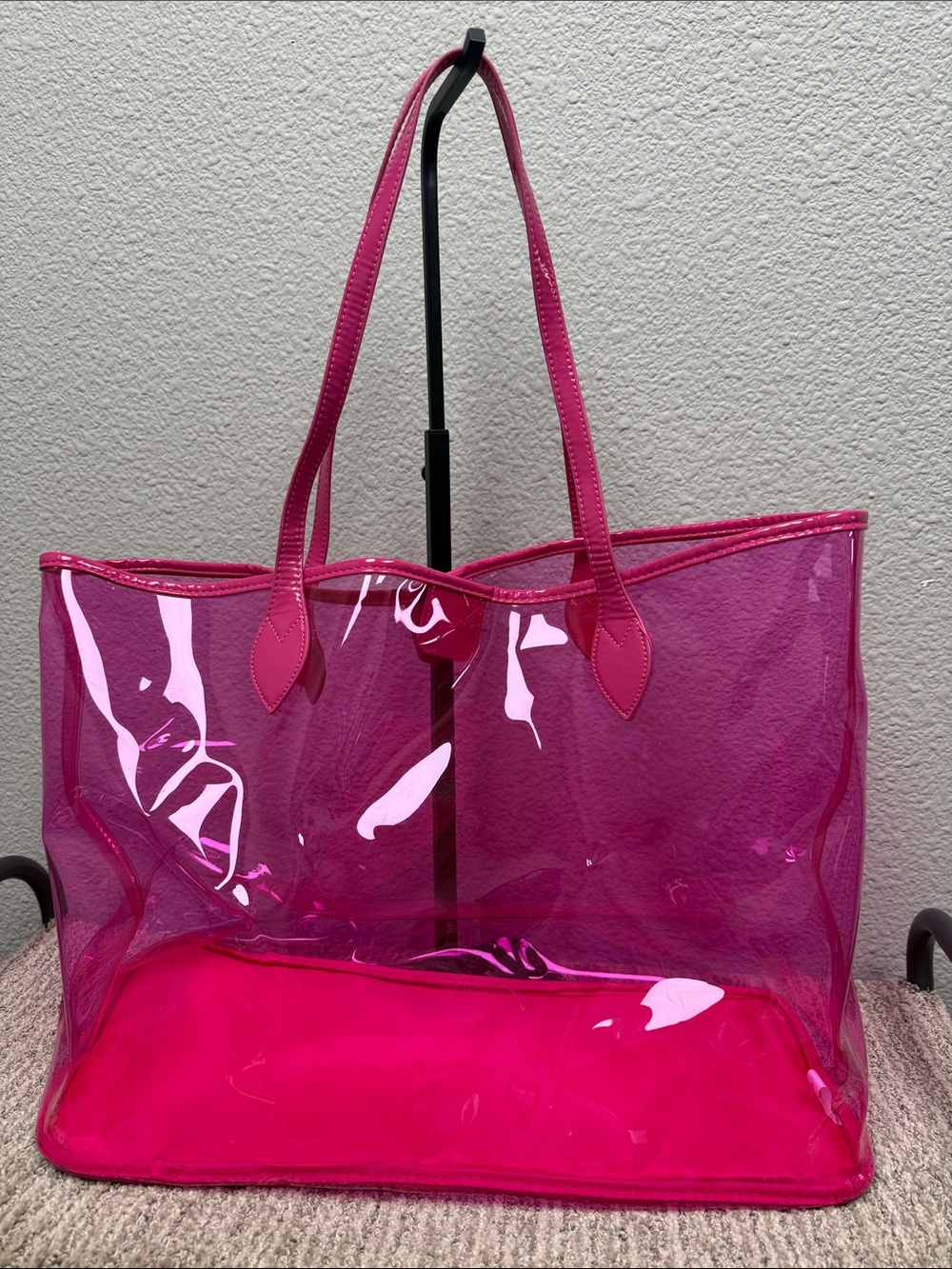 Source Unknown Hot Pink Transparent Tote with Matching Trim